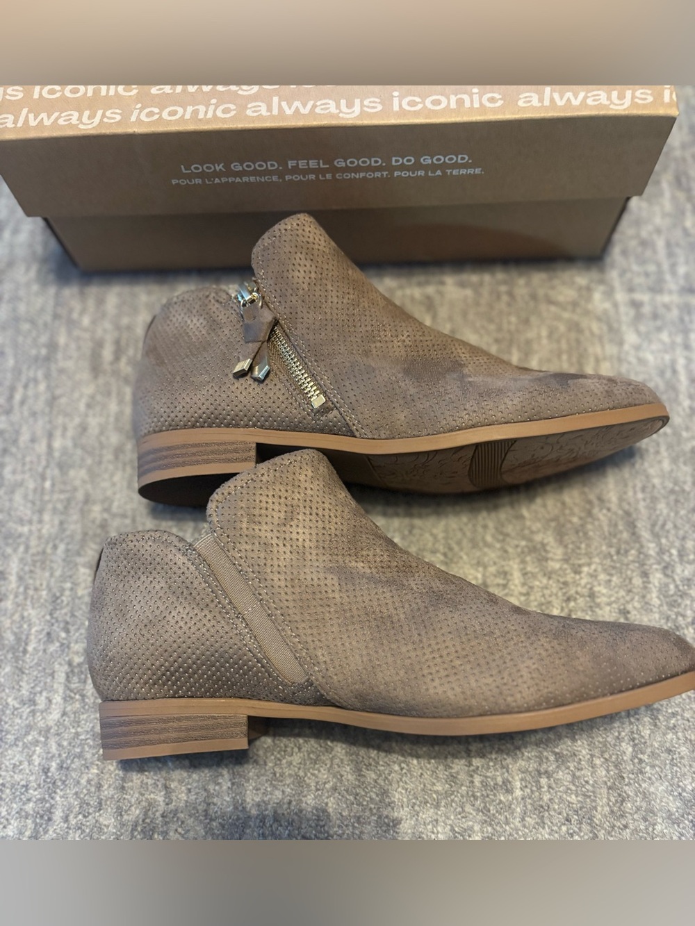 Dr. Scholl's Women's Reverie Block Heel Zip Short Boots Woodsmoke Brown 9.5M New